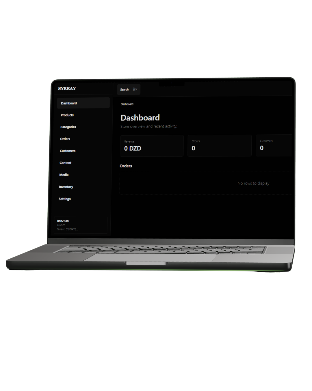 SYRRAY merchant dashboard overview